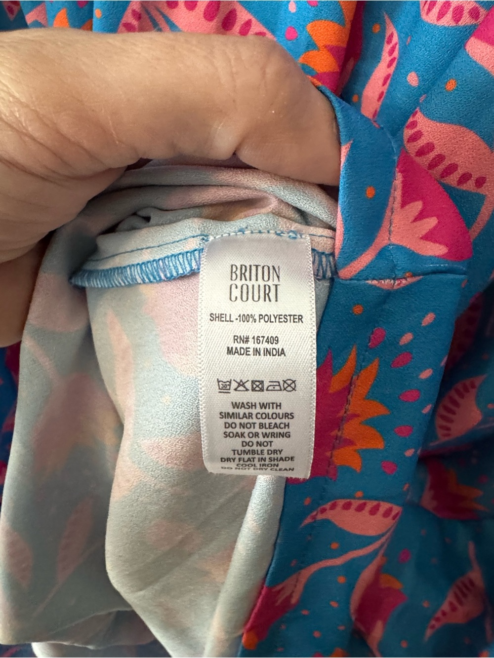 Briton Court Lotus Blue Dress with Pink Floral Print - Picture 4 of 4